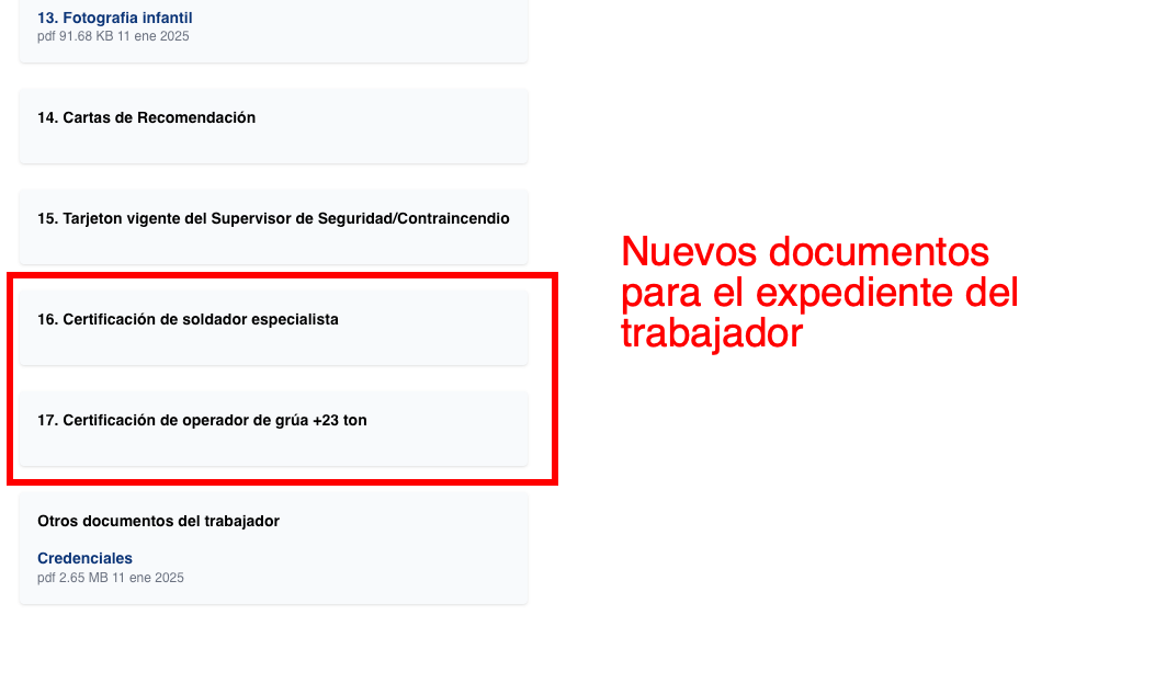 Dos nuevos documentos para el expediente del Trabajador