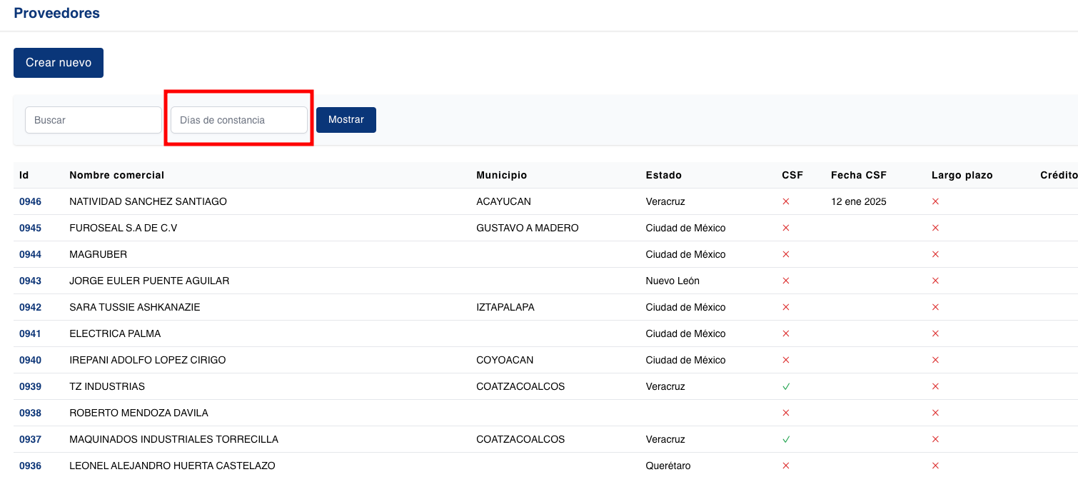 Nuevo filtro para buscar constancias fiscales vencidas
