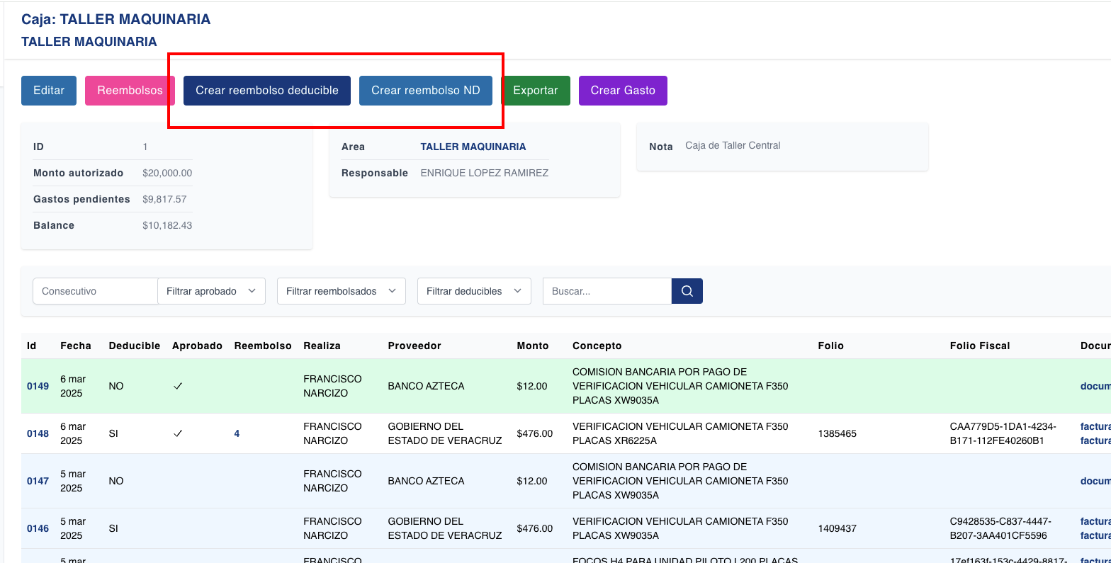 Se facilita la selección de gastos deducibles/no deducibles al crear un reembolso