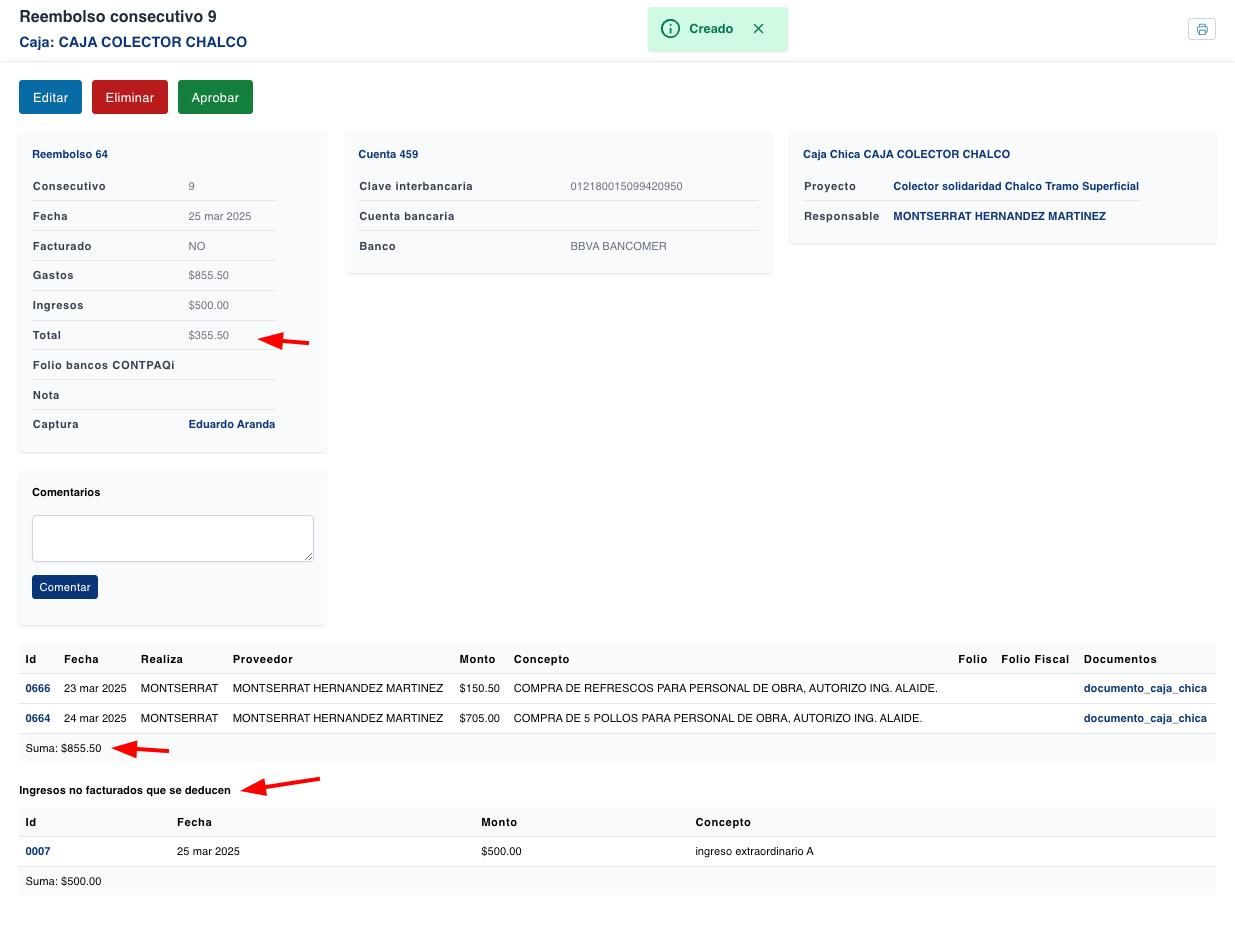 Mejoras a caja chica