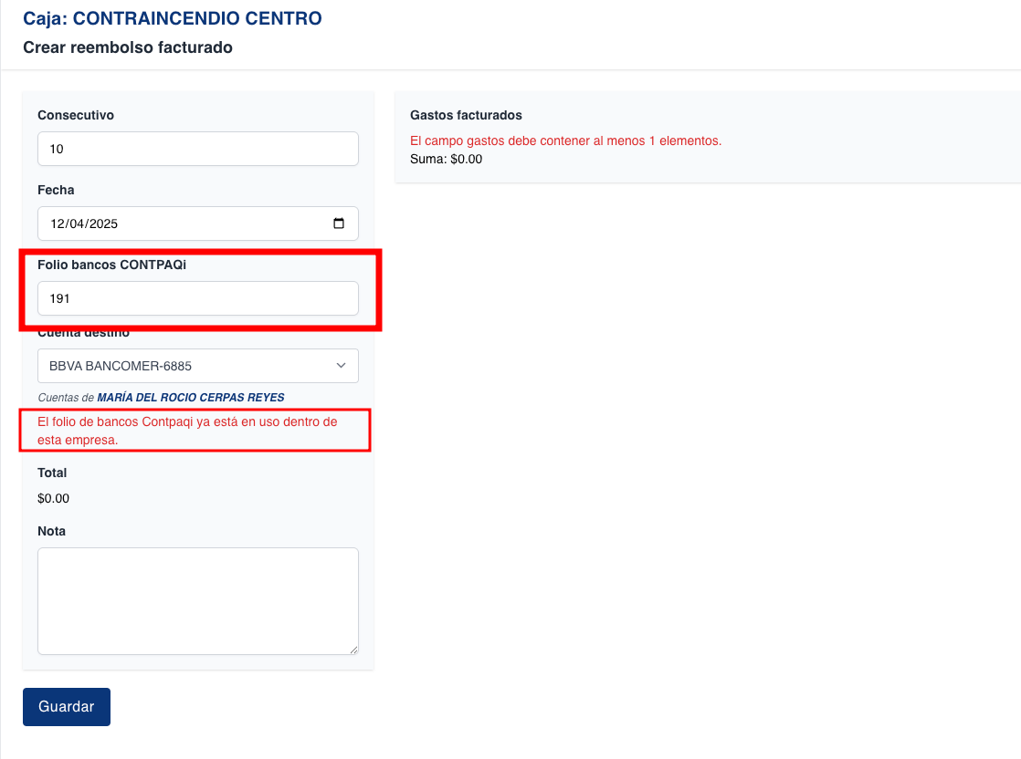 Modificar validación folio bancos compaqi para que el folio no se repita en misma empresa
