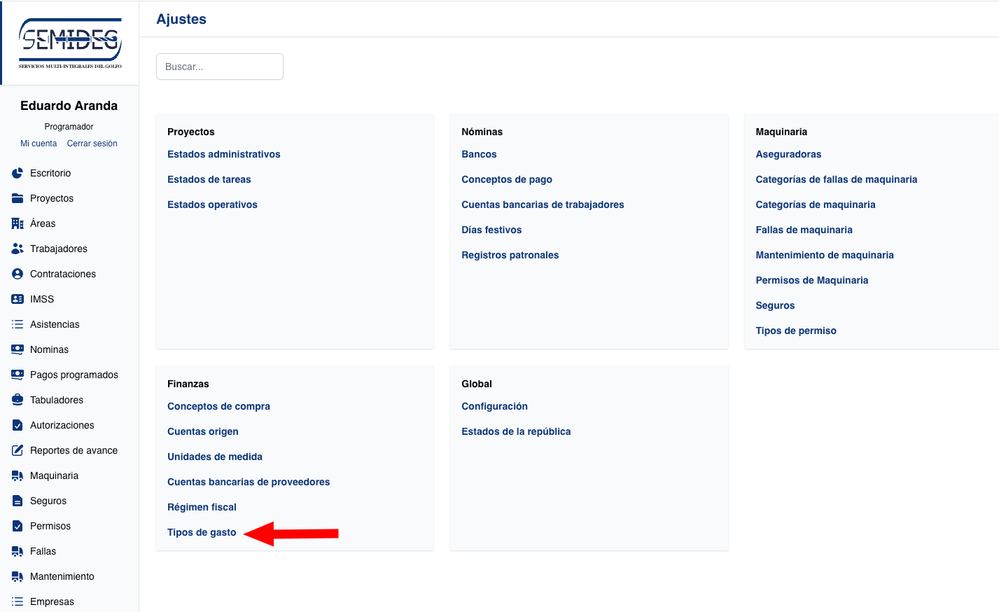 Agregar catalogo tipo de gasto y asociarlo con OC y gastos de cajas chicas
