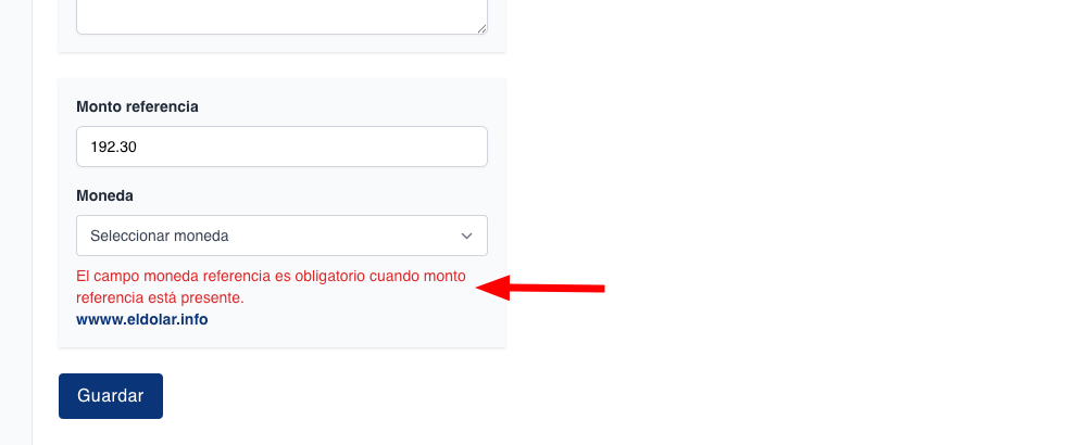 Agregado peso mexicano a monto referencia y hacerlo obligatorio