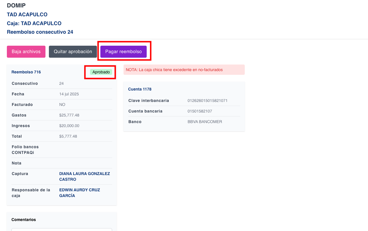 Mejoras a caja chica