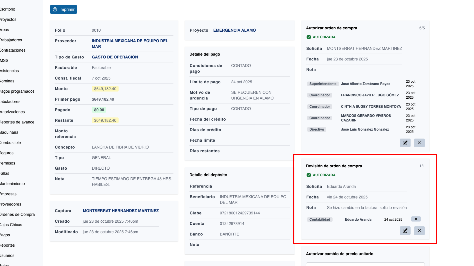 Nuevo proceso de revisión de orden de compra