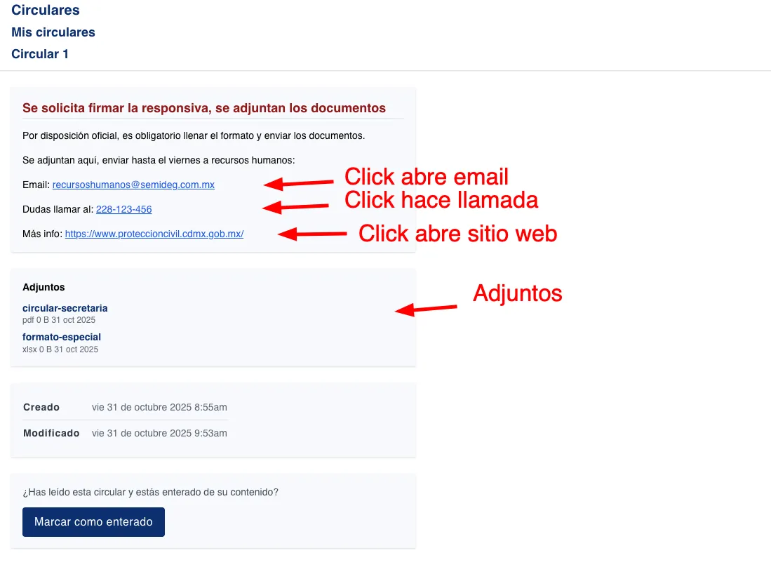 Mejoras en circulares